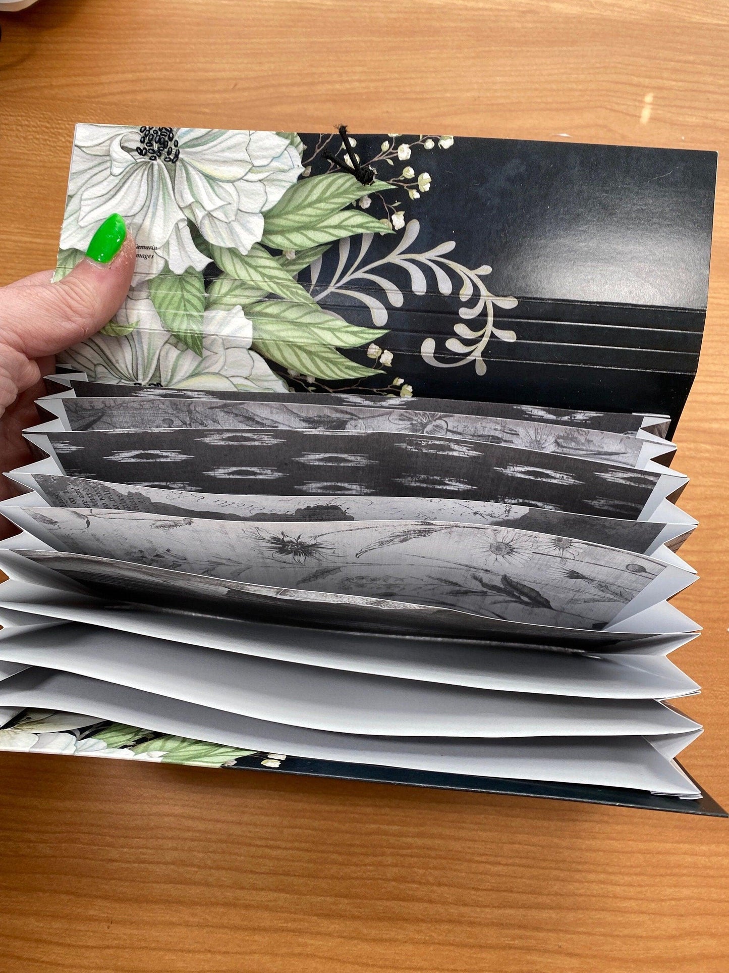 Floral Accordion File Organizer Expandable Document Holder Handmade Paper Organizer Office Organization Receipt Keeper