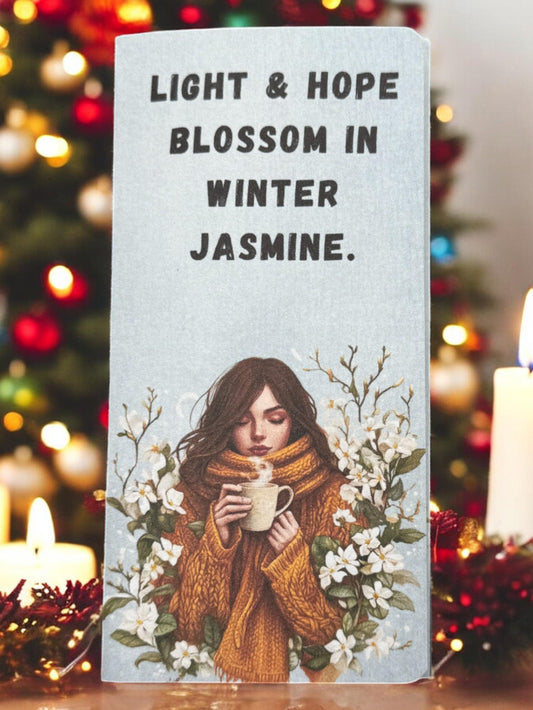 Winter Jasmine Junk Journal Folio – Tea-Themed Ephemera Folder with Pockets, Tags & Lace – Whimsical Forest Series