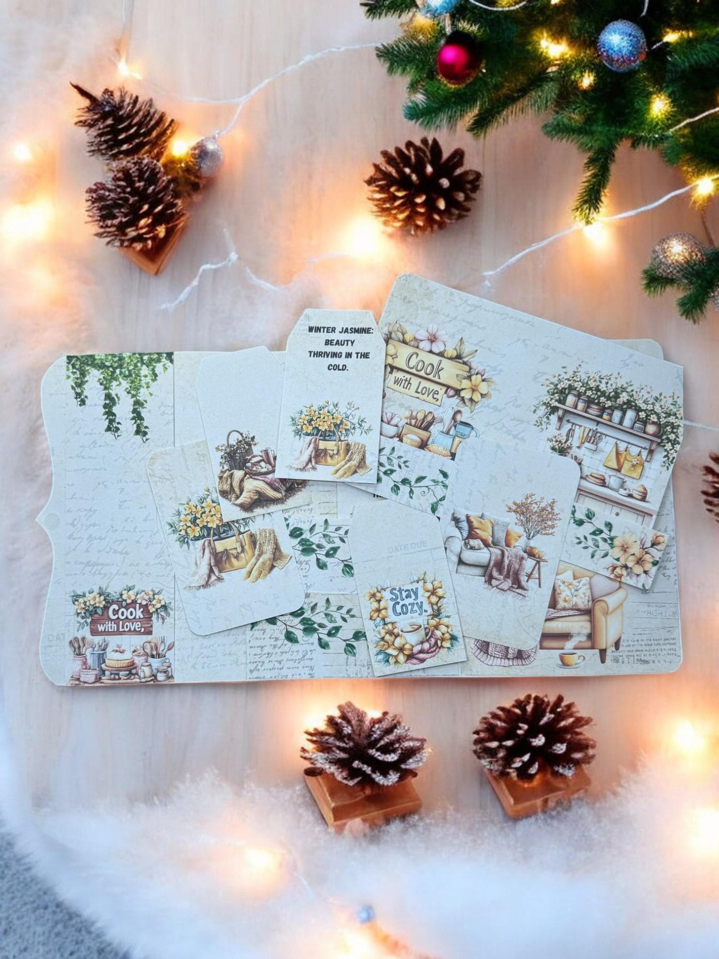 Winter Jasmine Christmas Folio: A Festive Junk Journal with Tags and Journaling Card | Christmas Gift | Gift Card Holder | Winter Wonderland