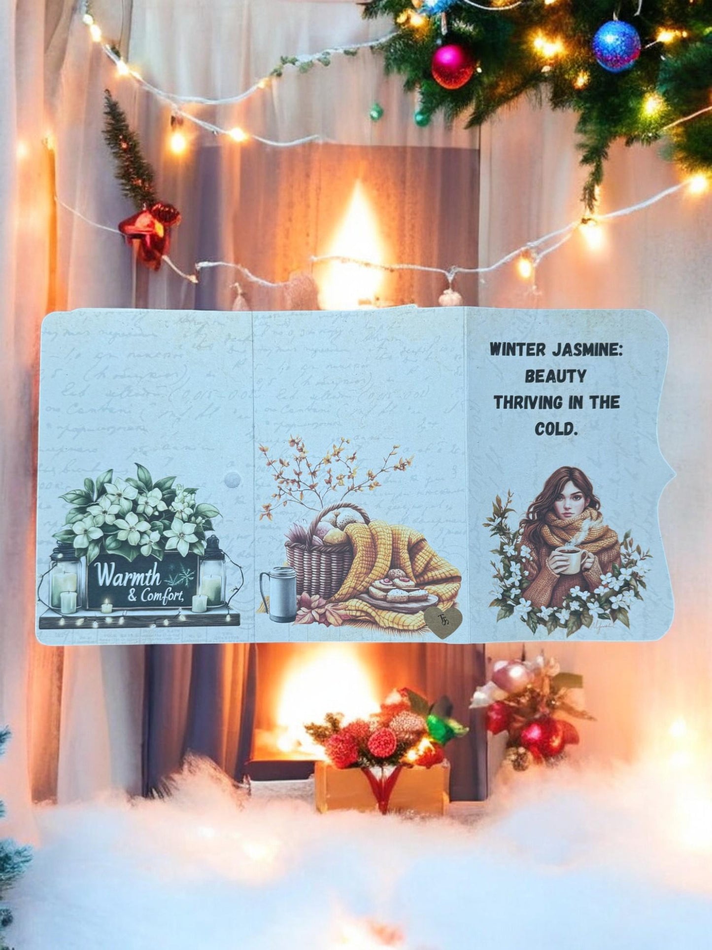 Winter Jasmine Christmas Folio: A Festive Junk Journal with Tags and Journaling Card | Christmas Gift | Gift Card Holder | Winter Wonderland