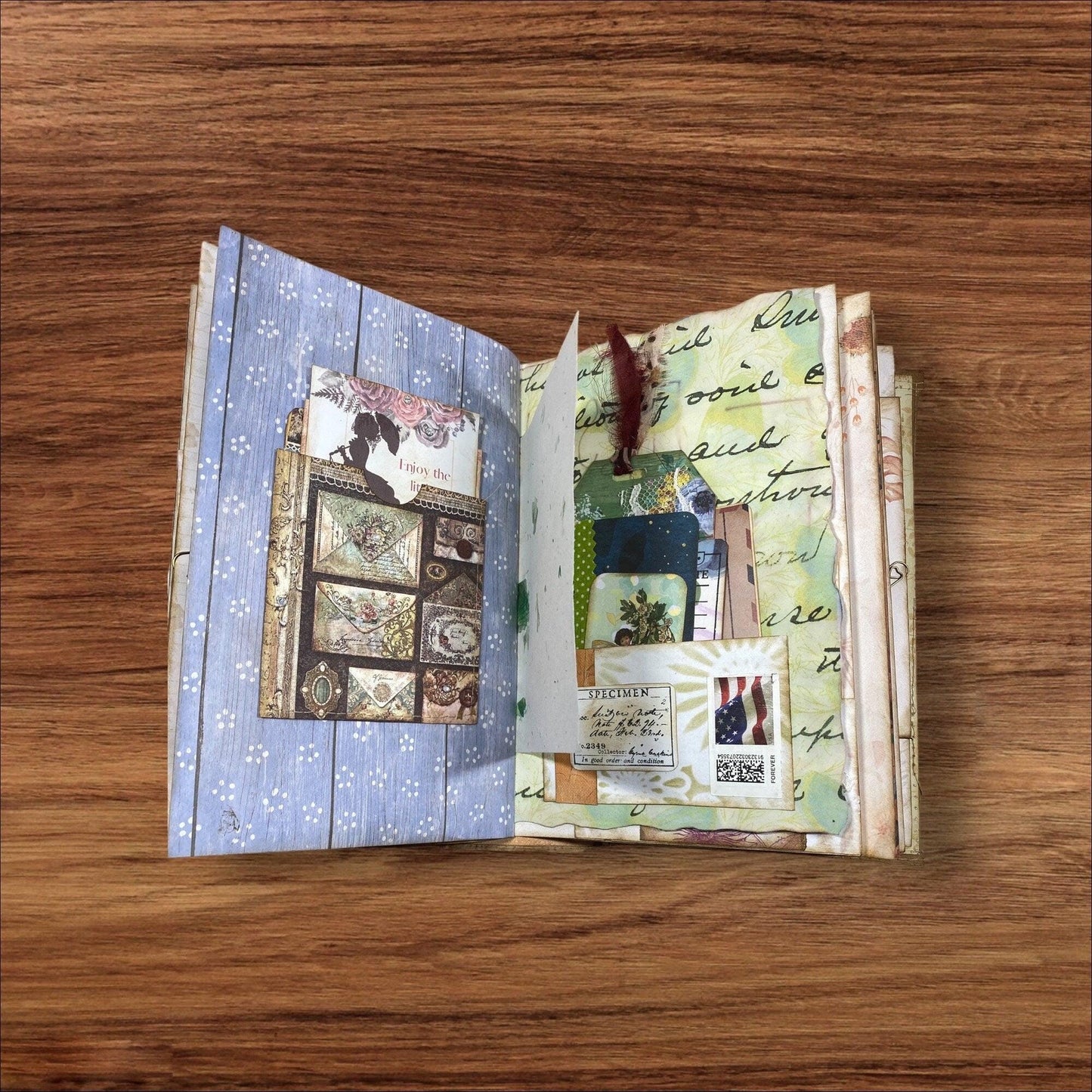 Floral Dress Junk Journal – Handmade 6x8.75” Vintage-Inspired Spring Journal with Lace, Pockets & Ephemera