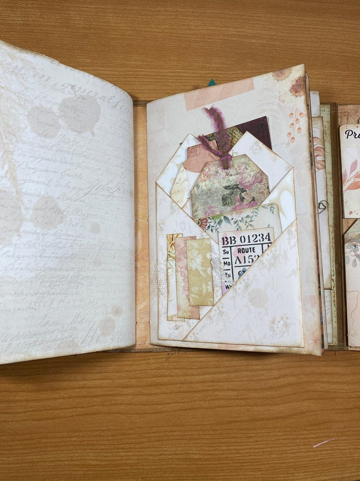 Floral Dress Junk Journal – Handmade 6x8.75” Vintage-Inspired Spring Journal with Lace, Pockets & Ephemera