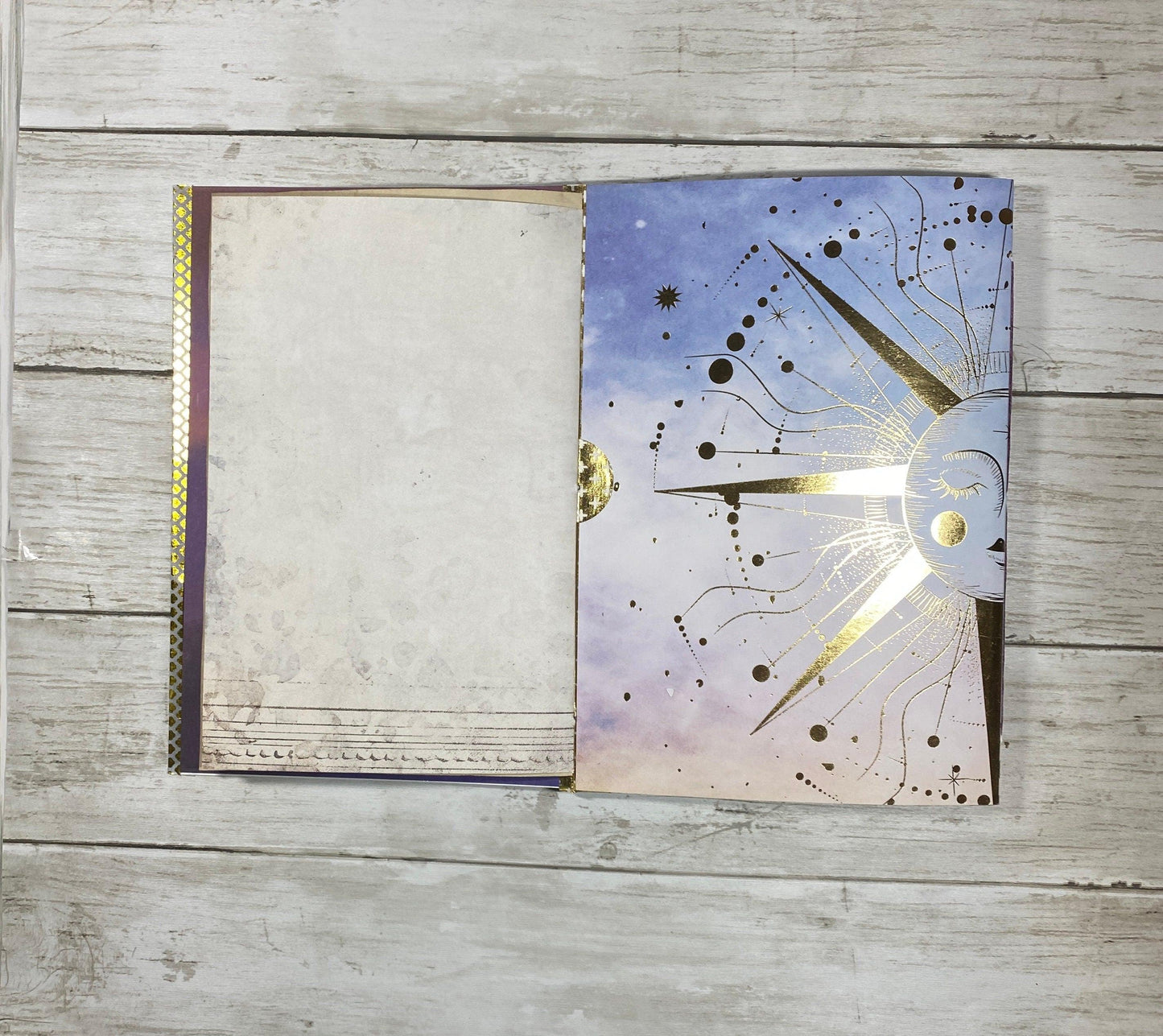 Galaxy Moon Junk Journal – Coffee‑Dyed Astral Grimoire, Vintage Ephemera Scrapbook, Handmade Celestial Diary