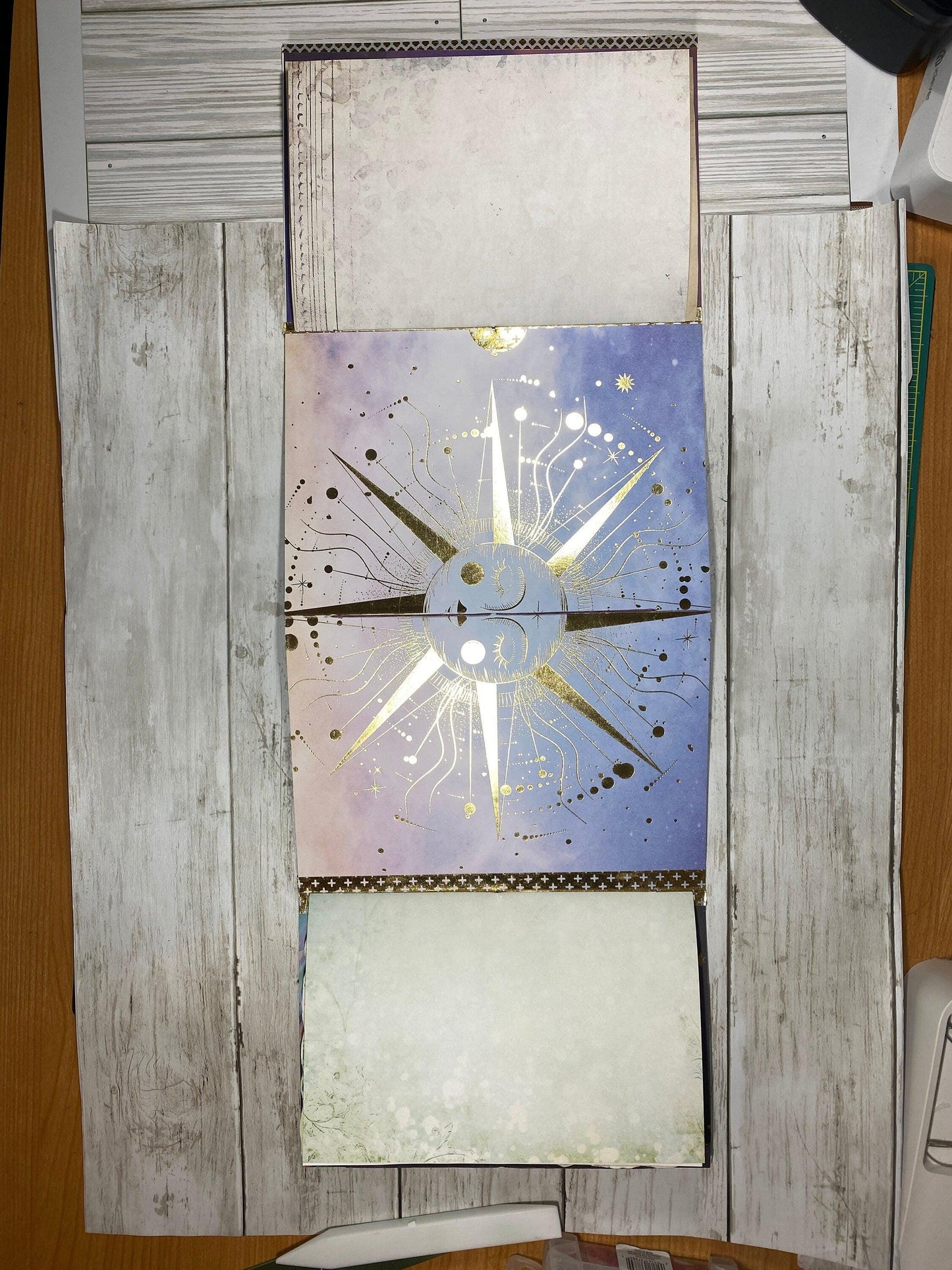 Galaxy Moon Junk Journal – Coffee‑Dyed Astral Grimoire, Vintage Ephemera Scrapbook, Handmade Celestial Diary