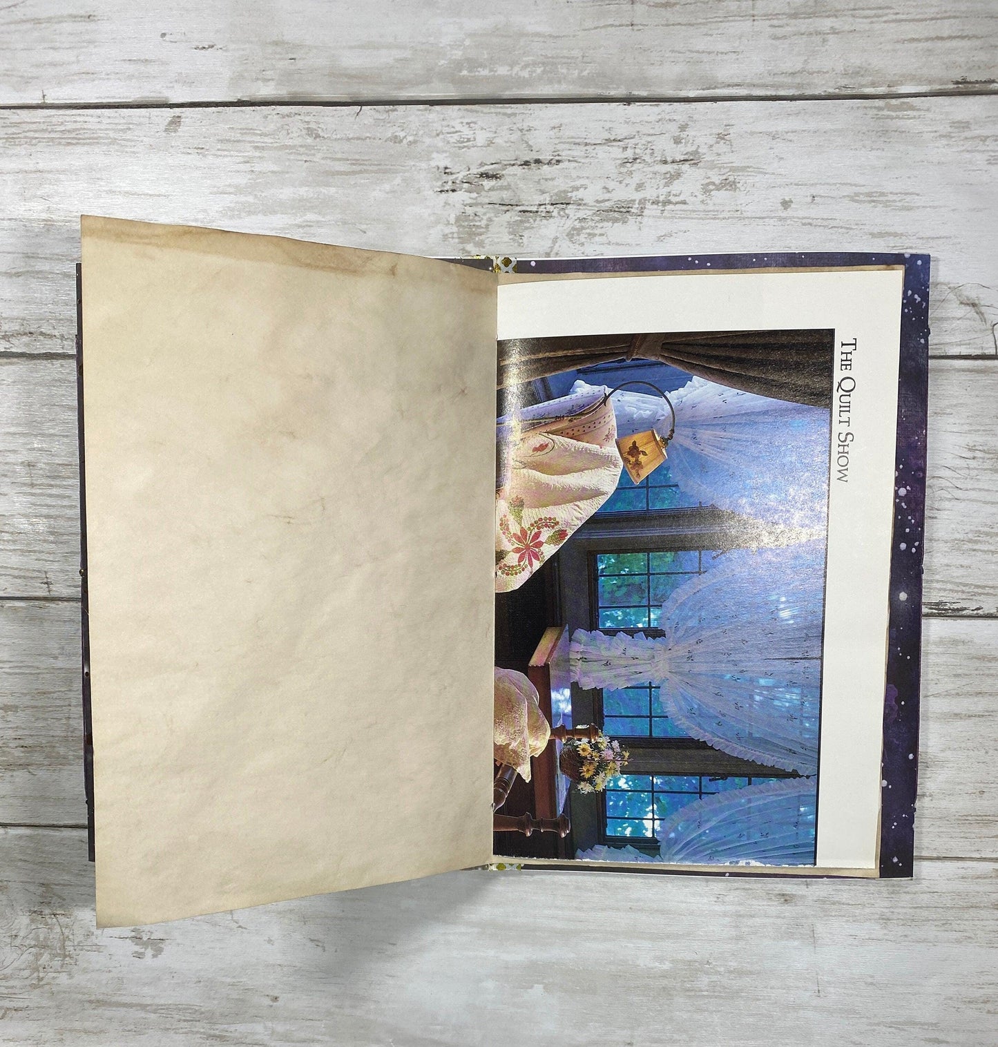 Galaxy Moon Junk Journal – Coffee‑Dyed Astral Grimoire, Vintage Ephemera Scrapbook, Handmade Celestial Diary