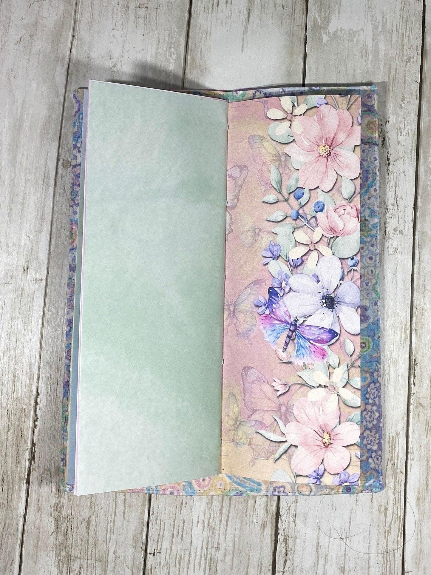 Handmade Purple Fairy Butterfly Journal: Tall Fabric Cover Traveler's Notebook