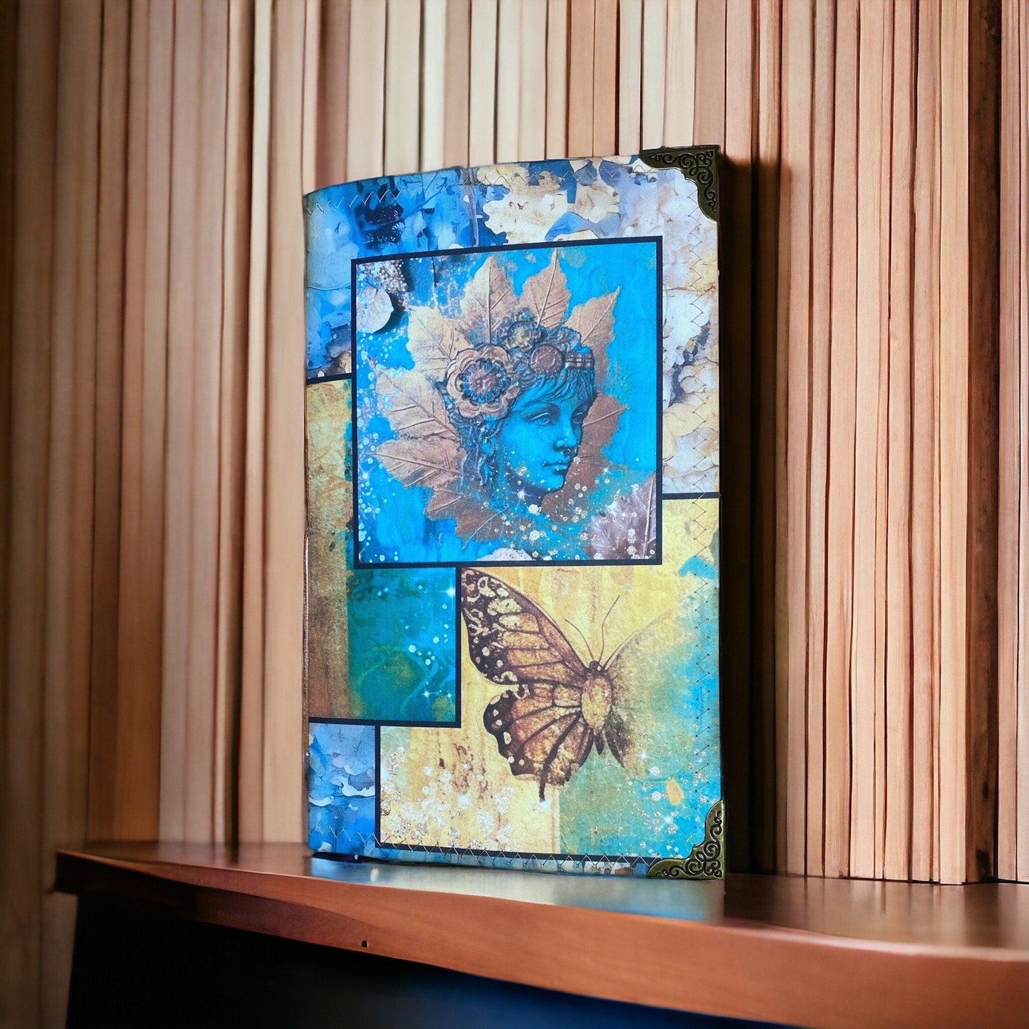 Forest Fairy Junk Journal Folio – Handmade Teal Fantasy Grimoire, Nature-Inspired Art Diary, Fairy Keepsake Gift