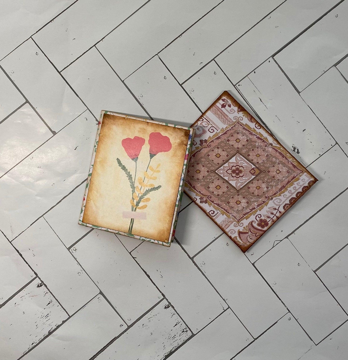 Vintage Flowers ATC Card Folio: Artist Trading Card Holder