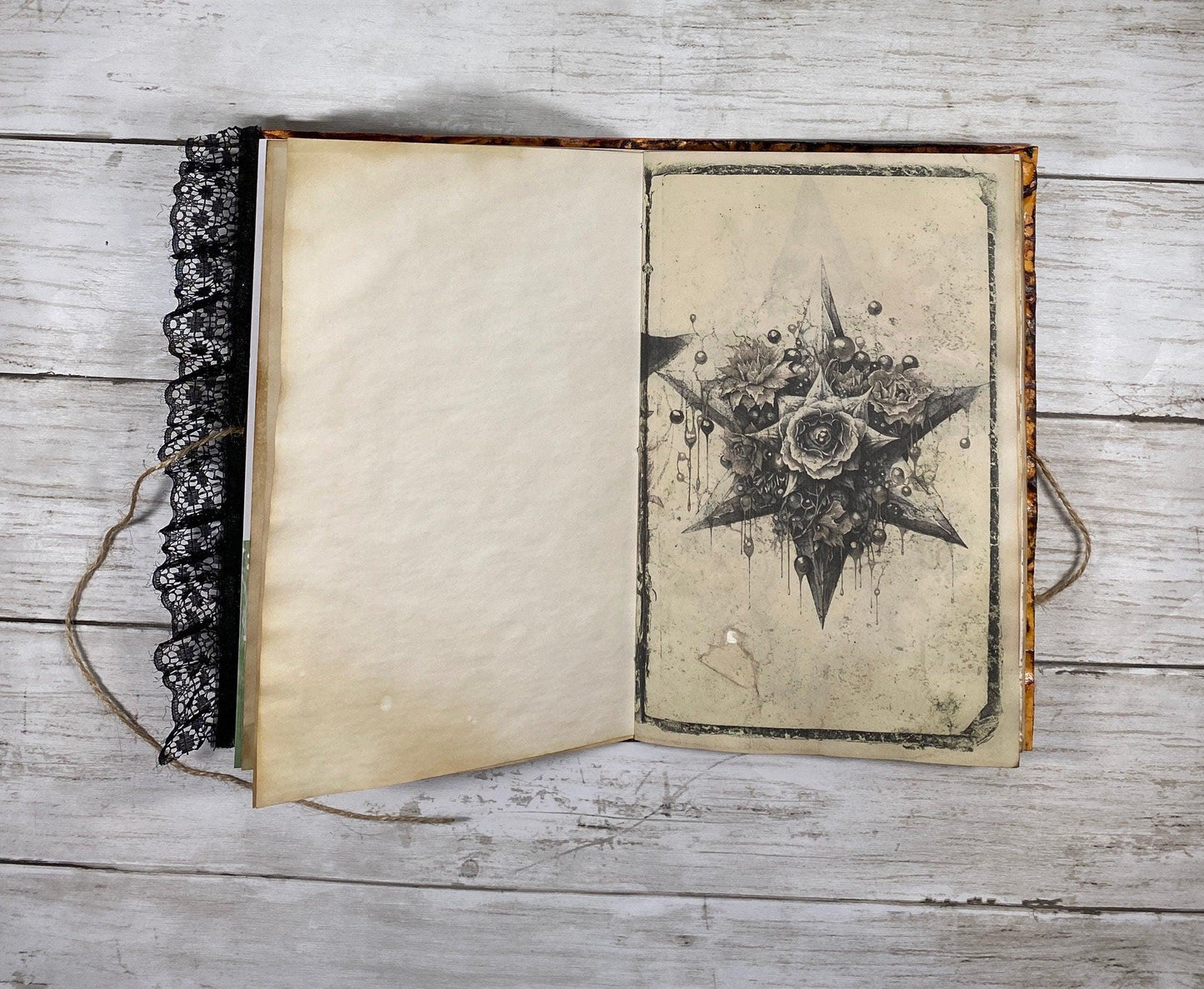 Witch of the Westwood Junk Journal – Handmade Coffee‑Dyed Traveler’s Notebook, Forest Spellbook Grimoire, Limited Edition No. 5/8