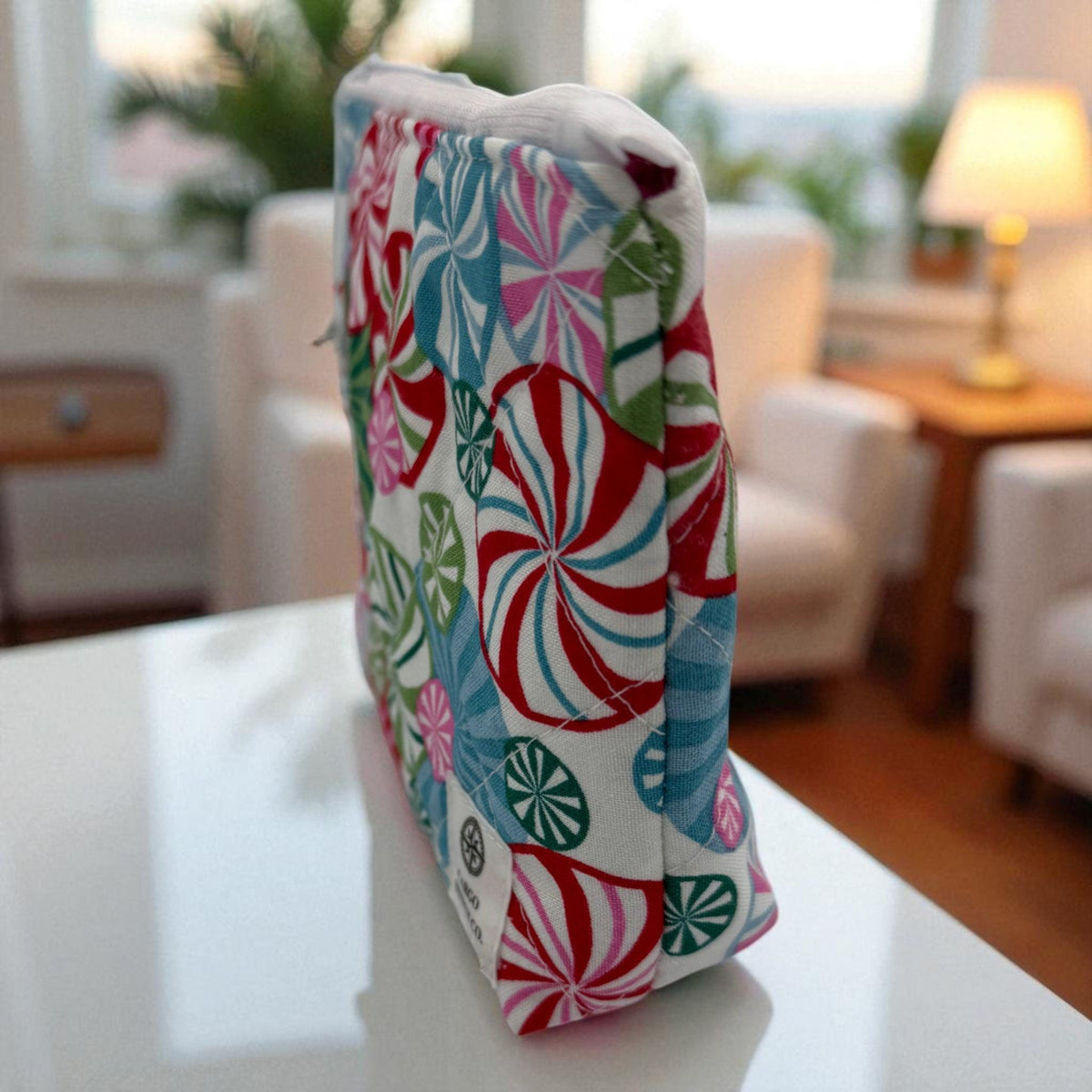 Peppermint Christmas Quilted Pouch Set | 5 Piece Zipper Pouch Bundle | Makeup Travel Craft Bags | Peppermint Lane