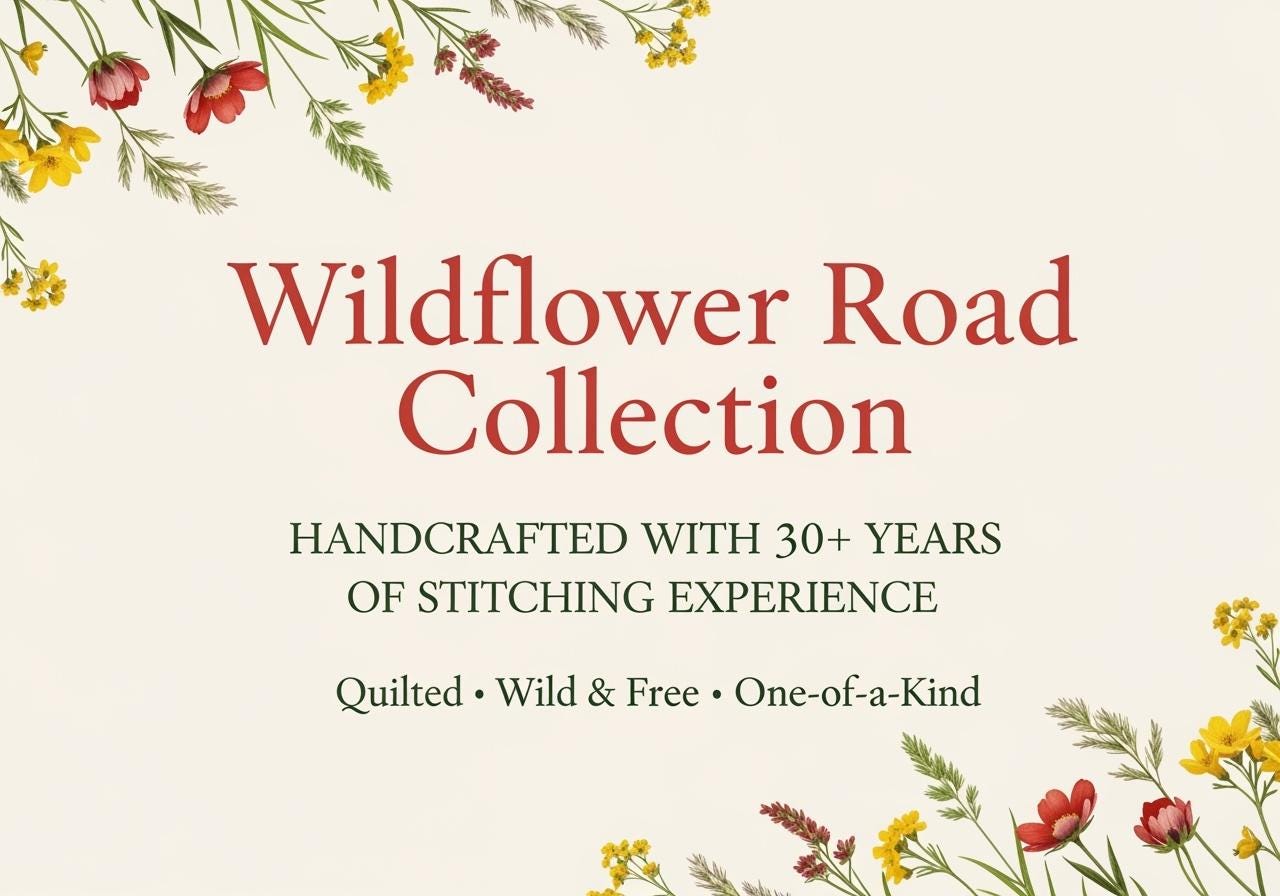 Quilted Wildflower Zipper Pouch | Handmade Project Bag | Knitting Pouch | Crochet Project Bag | Quilted Makeup Bag