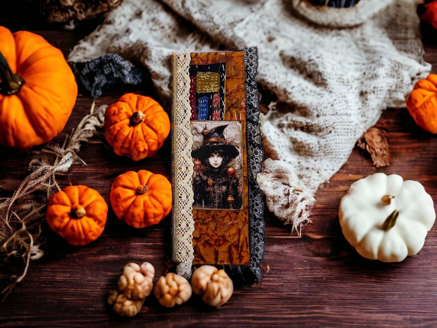 Halloween Junk Journal – Autumn Harvest Witchy Ephemera, Handmade Spooky Scrapbook, Fall Writing Journal, Vintage-Inspired Gift