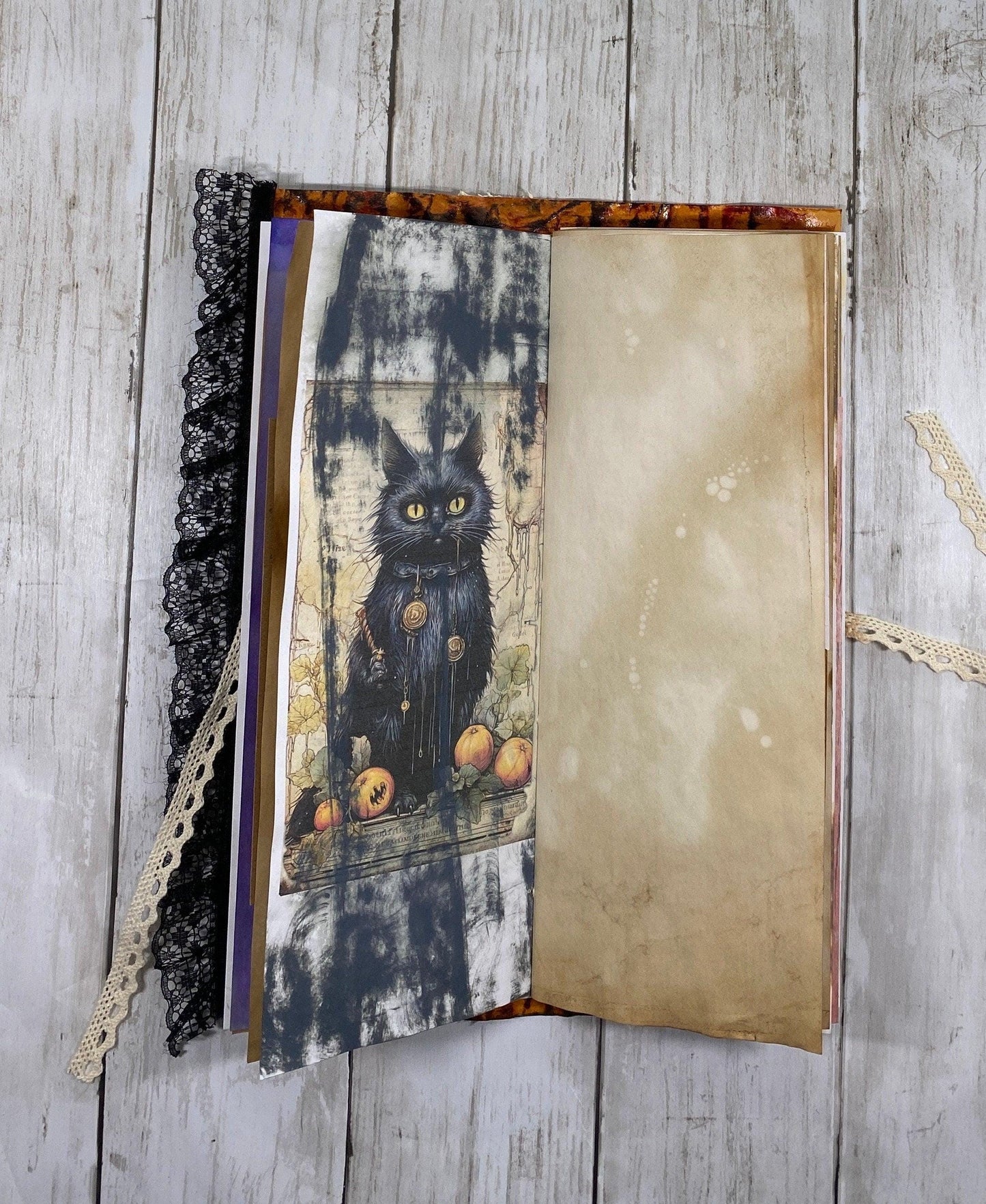 Halloween Junk Journal – Autumn Harvest Witchy Ephemera, Handmade Spooky Scrapbook, Fall Writing Journal, Vintage-Inspired Gift