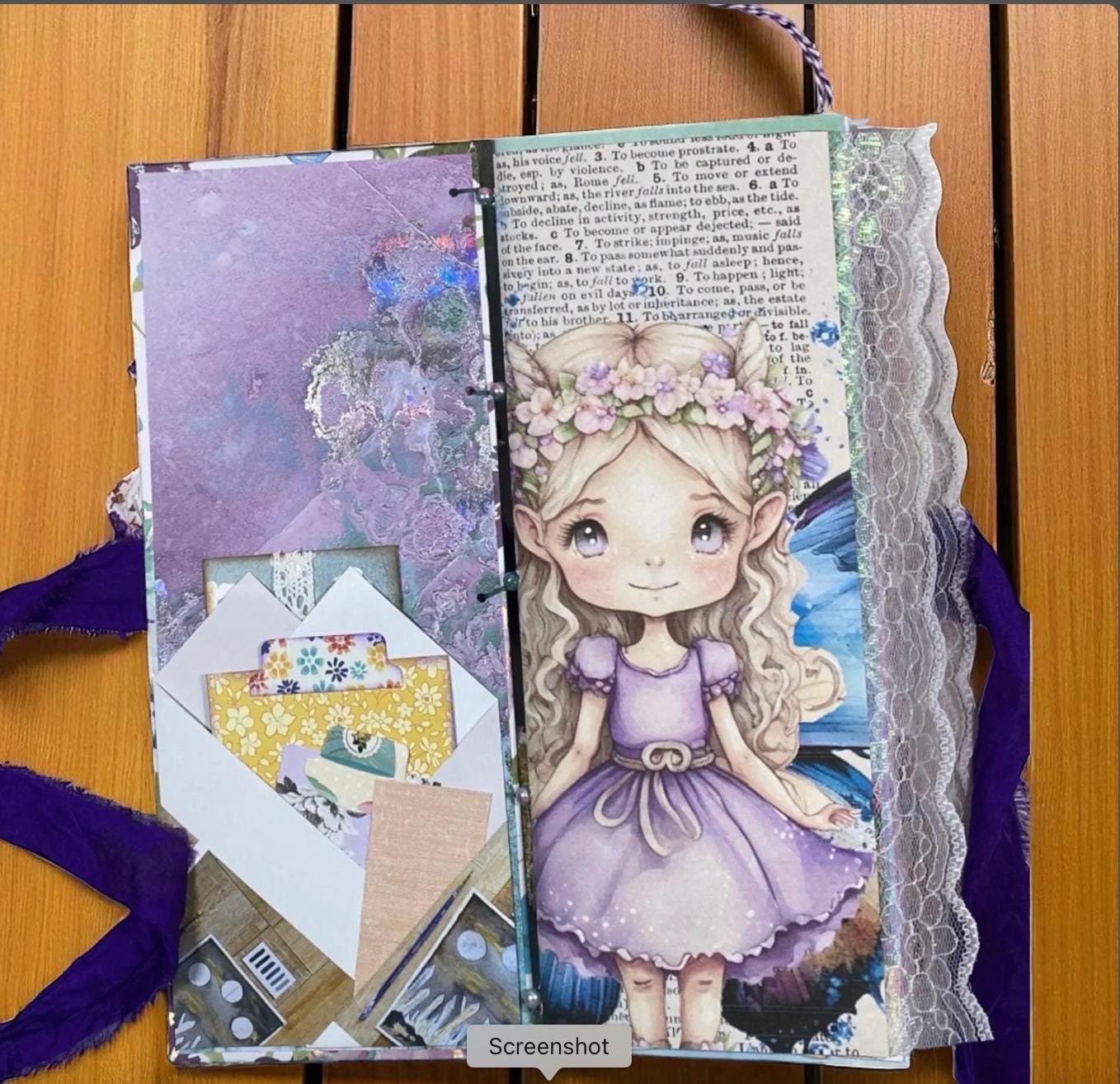 The Velvet Wing Folio – Ooak Fairy Junk Journal, Coptic Stitch + Certificate, Handmade Art Journal