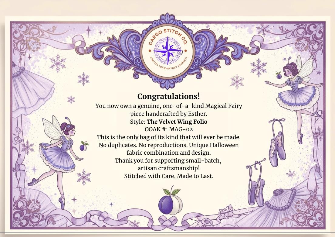 The Velvet Wing Folio – Ooak Fairy Junk Journal, Coptic Stitch + Certificate, Handmade Art Journal