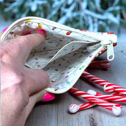 Candy Cane Quilted Zipper Pouch | Peppermint Lane Christmas Pouch | Small Project Bag | Stocking Stuffer | Handmade Gift