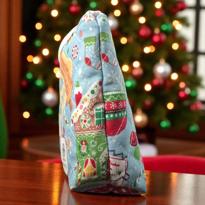 Christmas Zipper Pouch Set of 2 | Quilted Makeup & Organizer Bags | Peppermint Lane Holiday Gift