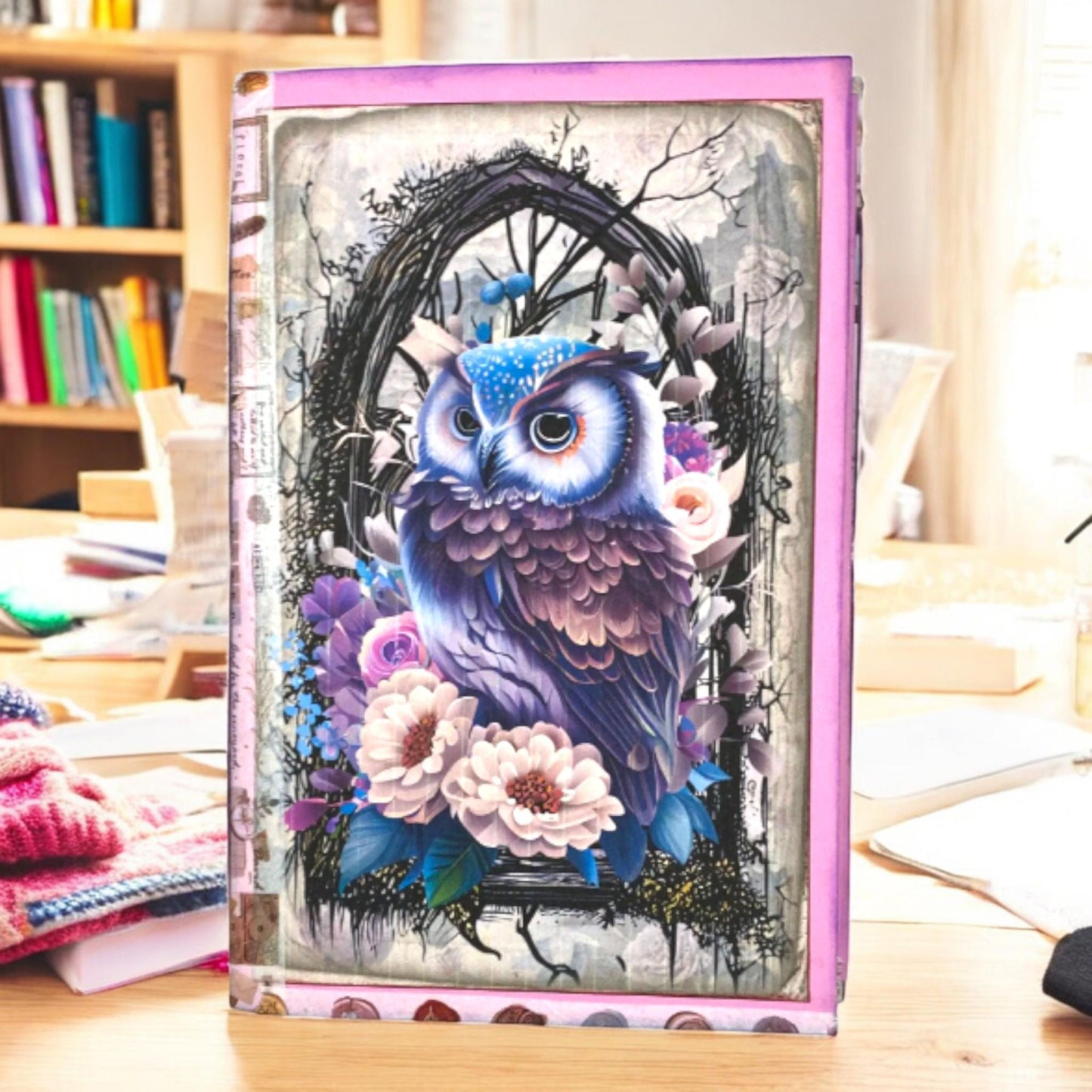 Feathers & Whispers – Owl And Butterfly Junk Journal | Handmade Flip-Flop Forest Journal B6 with Pockets  Ephemera