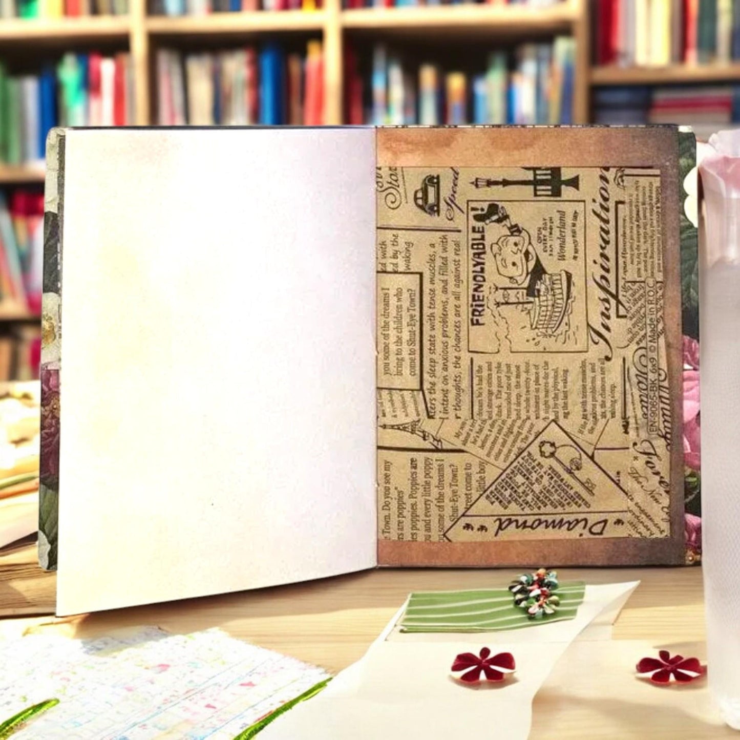 Floral Floral Rose Journal – “Thinking of You Today” B6 Handmade Planner  Scrapbook  Journal: Handmade B6 Planner, Scrapbook