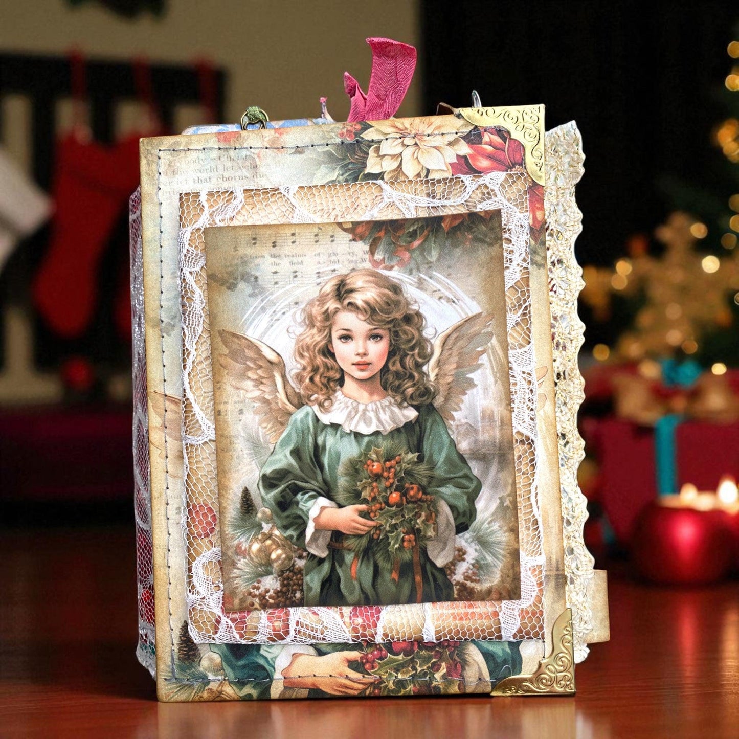 Luxury Christmas Junk Journal – One-of-a-Kind Expandable Holiday Memory Keeper – Handmade Victorian-Inspired Heirloom Gift
