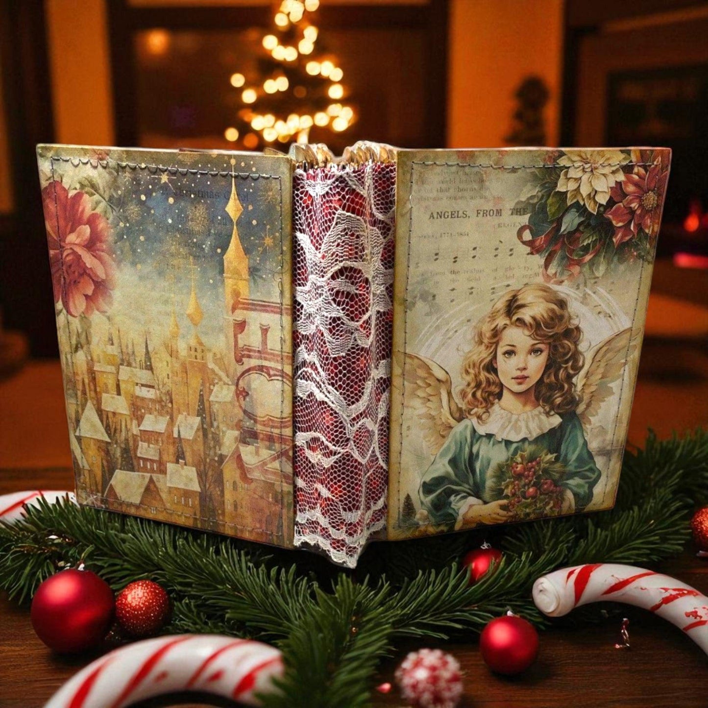 Luxury Christmas Junk Journal – One-of-a-Kind Expandable Holiday Memory Keeper – Handmade Victorian-Inspired Heirloom Gift