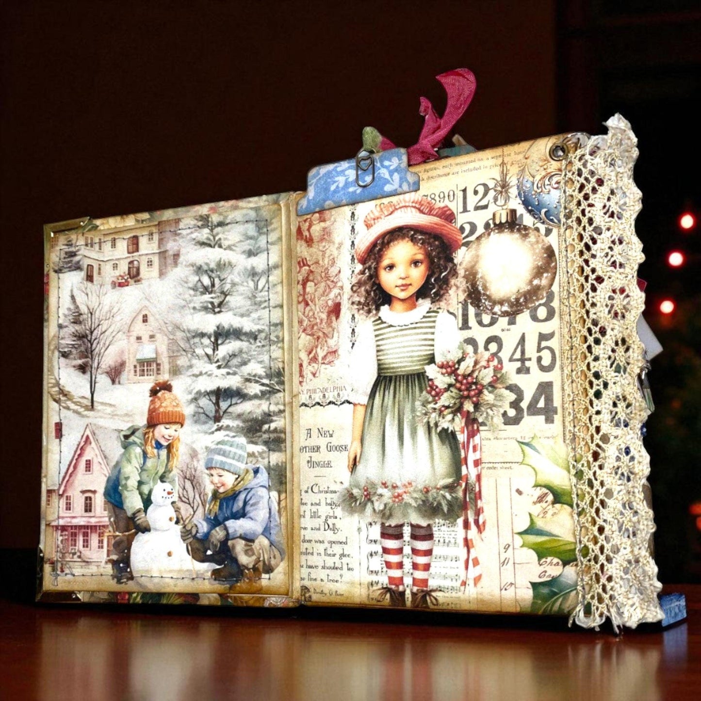 Luxury Christmas Junk Journal – One-of-a-Kind Expandable Holiday Memory Keeper – Handmade Victorian-Inspired Heirloom Gift