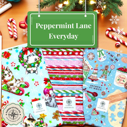 Christmas Zipper Pouch Set | 3 Piece Quilted Pouch Bundle | Stocking Stuffer Gift | Peppermint Lane