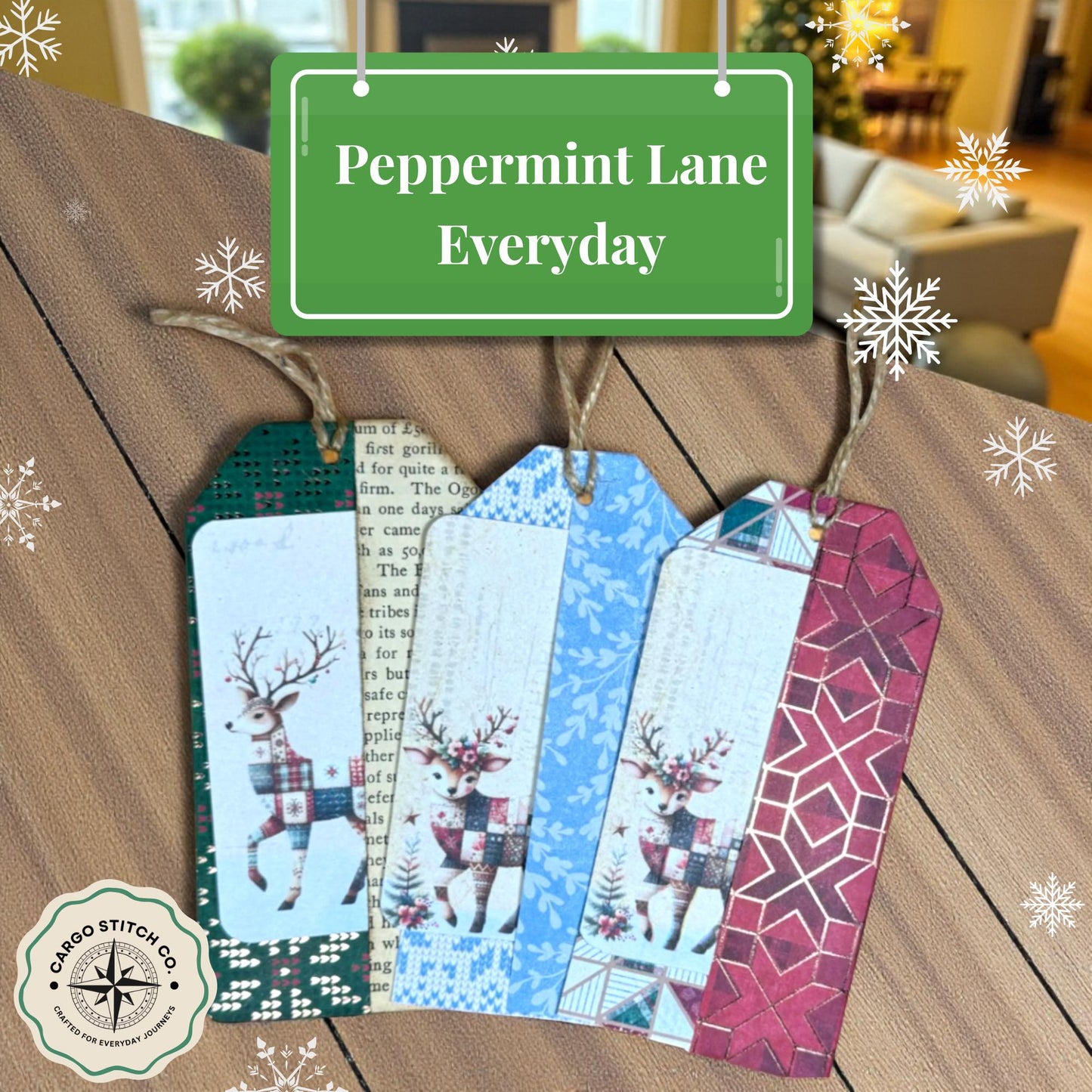 Vintage Christmas Junk Journal Tags – Double Pocket Ephemera with Inserts – Handmade Holiday Paper Tags