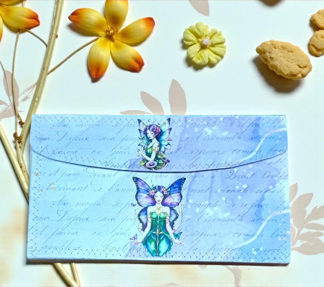 Healing Threads – Kintsugi Fairy File Folder | Handmade Paper Organizer with Whimsical Restoration Theme