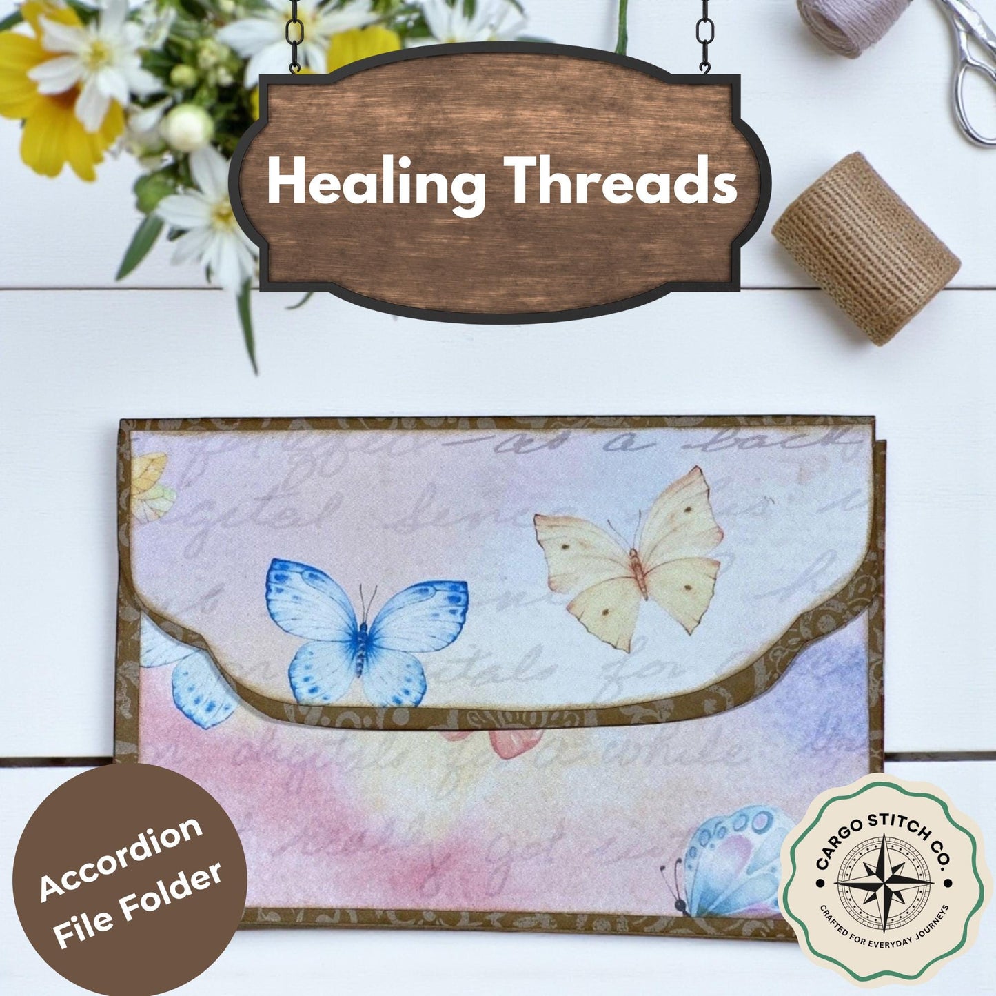 Butterfly Blessings Accordion File Folder – Healing Threads Handmade Organizer | Encouragement & Renewal Gift | Faith-Based Journal Storage
