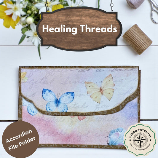 Butterfly Blessings Accordion File Folder – Healing Threads Handmade Organizer | Encouragement & Renewal Gift | Faith-Based Journal Storage