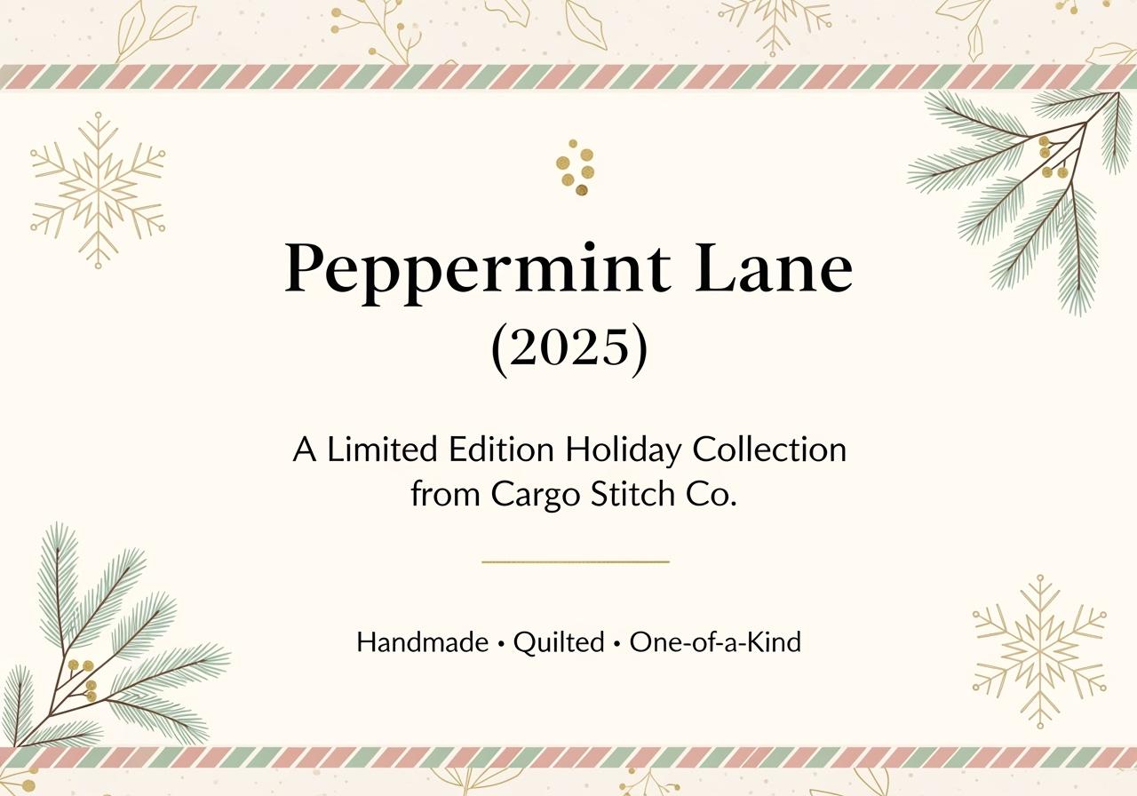 3 Holiday Gift Bag Set – Peppermint Lane 2025 – Reusable Quilted Drawstring Bags – Christmas Gift Wrap – Limited Edition – Set of 3