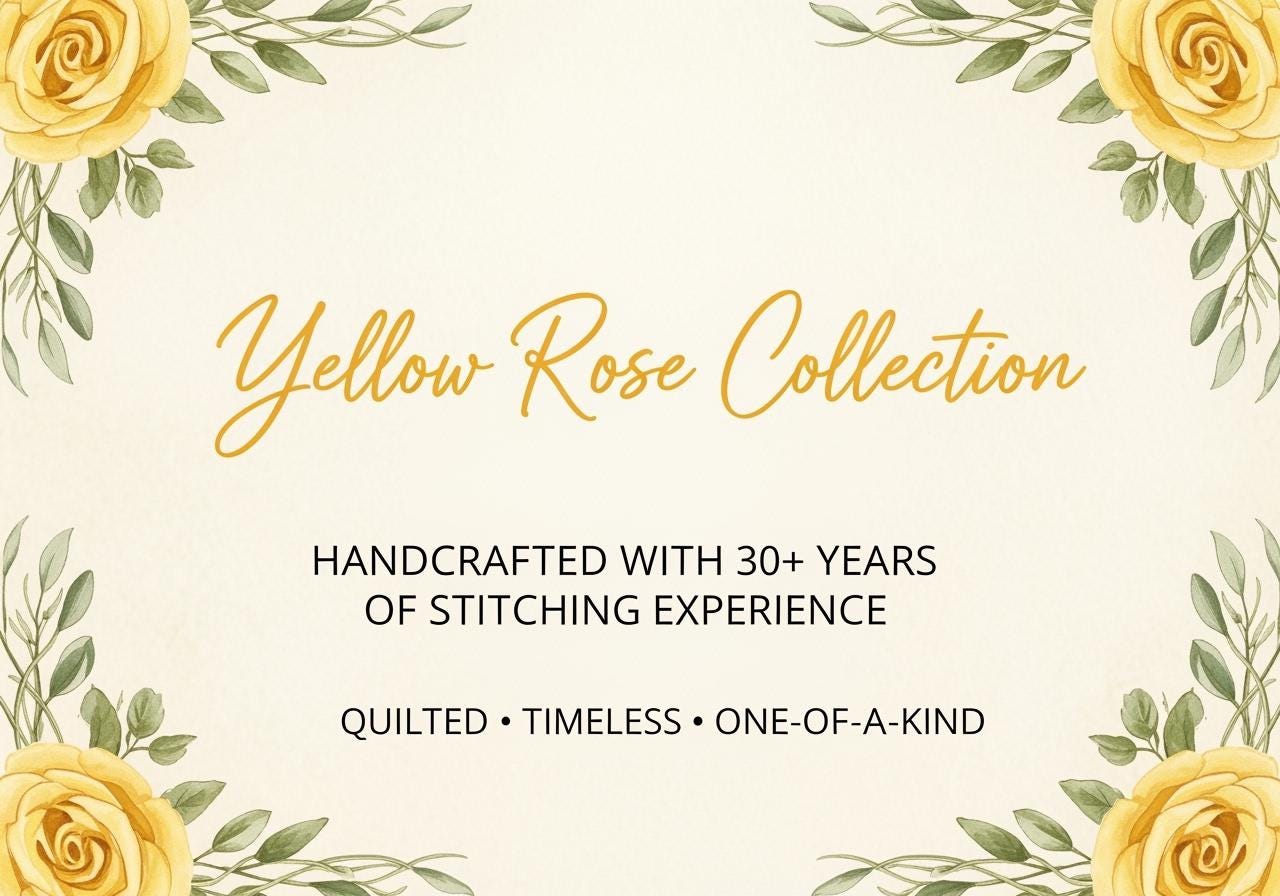 Yellow Rose Quilted Zipper Pouch | Stitcher’s Carry Handmade Floral Bag | Green & Yellow Project Pouch for Sewing or Journaling