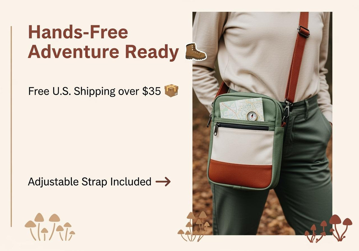 Mushroom Crossbody Bag, Quilted Small Purse, Peppermint Lane Quick Haul, Handmade Woodland Bag