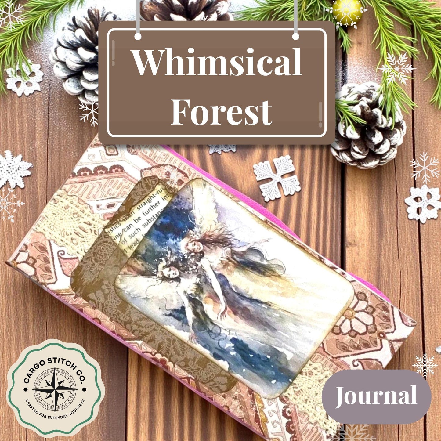 Whimsical Forest Fairy Folio – Moonveil Edition | Handmade Junk Journal Insert with Pockets & Lace | Ethereal Fantasy Stationery