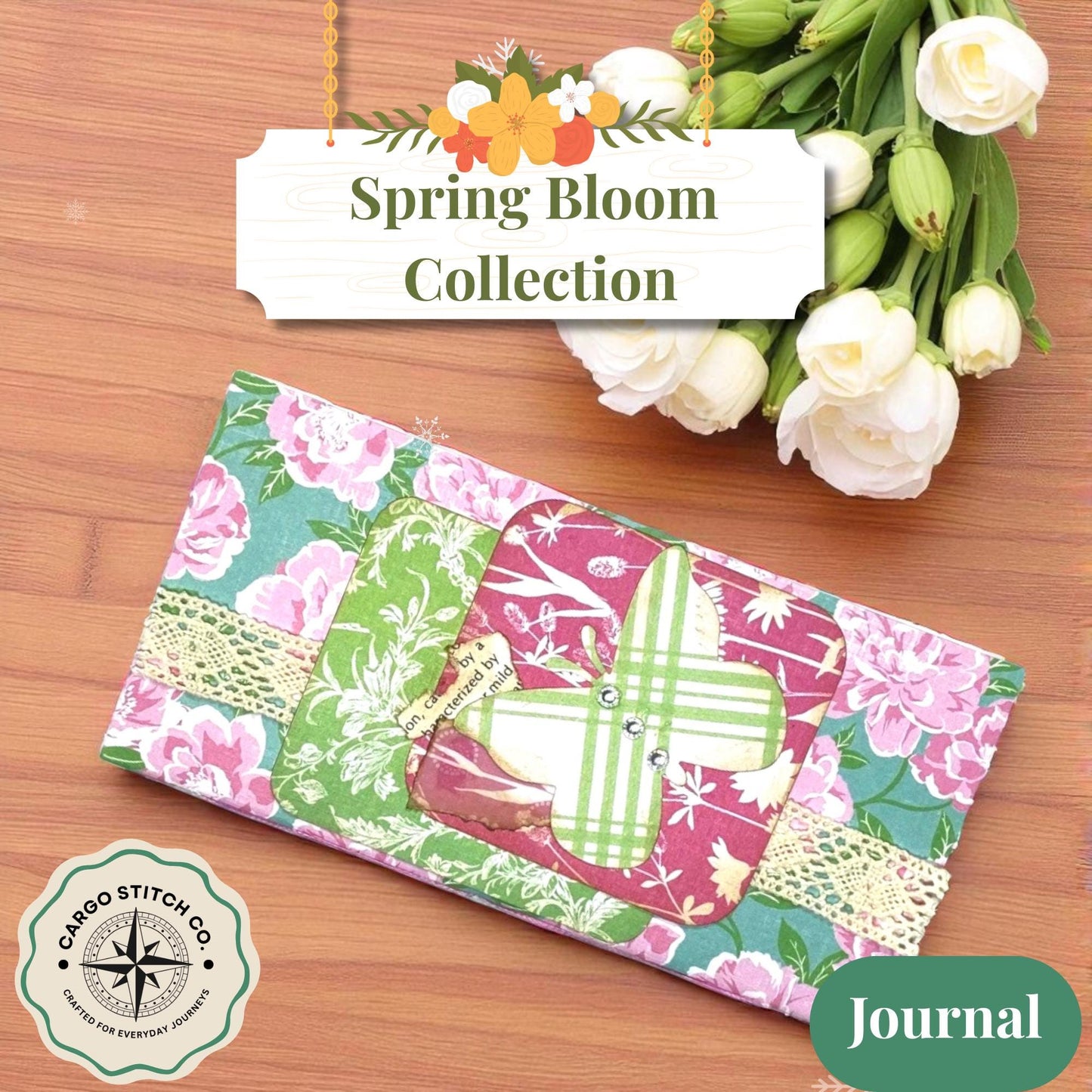 Cottage Garden Butterfly Folio – Petal Parade Edition | Handmade Junk Journal Insert with Pockets | Spring Floral Ephemera Folder