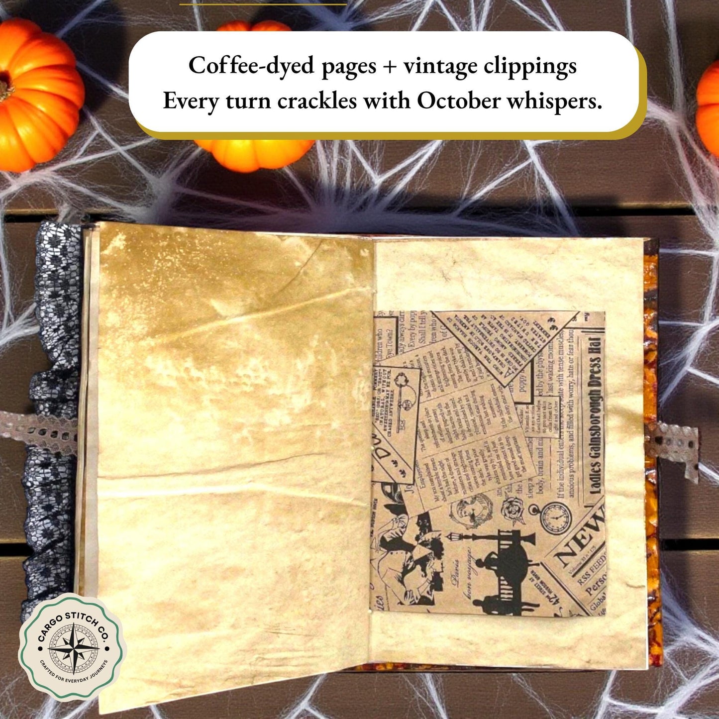 Autumn Harvest Grimoire – October Coven Series – Handmade Halloween Junk Journal – Coffee-Dyed Pages – Witchcore Gift – 2 of 8