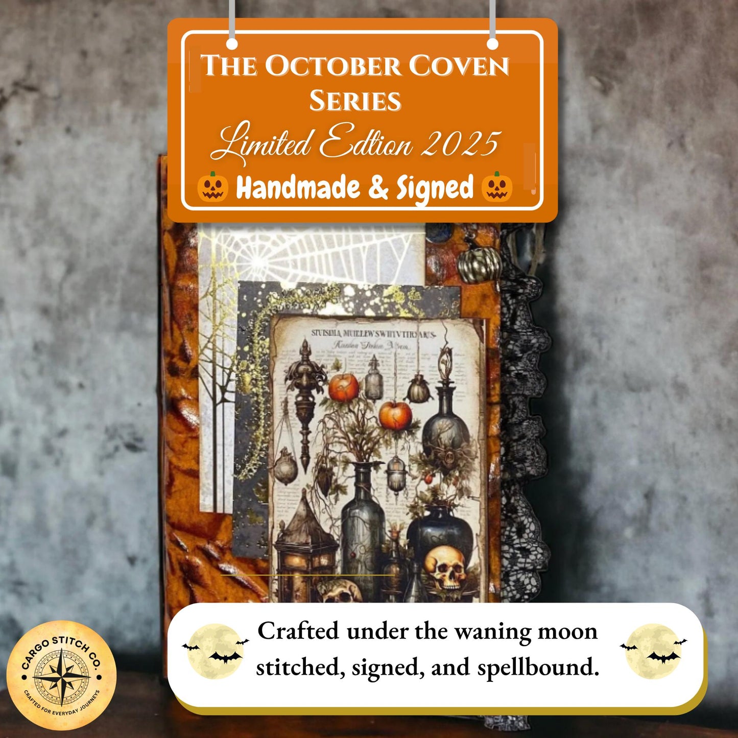 Halloween Apothecary Grimoire – October Coven Series – Potion Ledger Junk Journal – Coffee‑Dyed Pages – Signed Limited Edition, No. 7 of 8