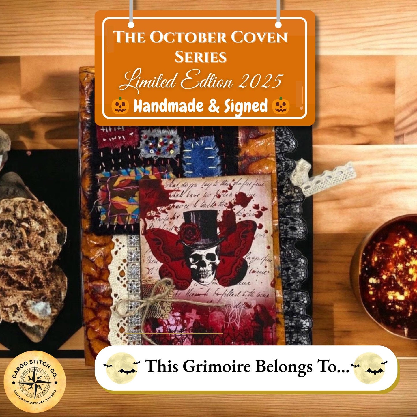 Crimson Skeleton Codex – October Coven Series – Gothic Halloween Junk Journal – Coffee-Dyed Pages – Signed Limited Edition
