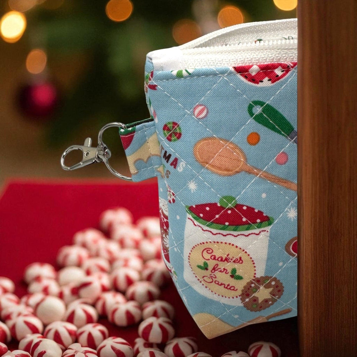 Large Quilted Holiday Pouch Duo with Interior Pockets – 9x5x2 | Gingerbread & Black Ornaments | Peppermint Lane 2025 Gift Set