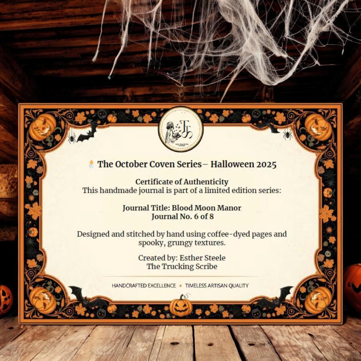 Blood Moon Manor – Gothic Grimoire Junk Journal, October Coven Series No. 6, Handmade Halloween Art Journal, Signed, OOAK Gift