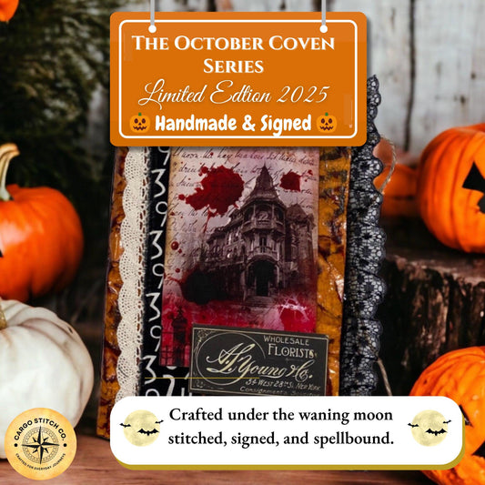 Blood Moon Manor – Gothic Grimoire Junk Journal, October Coven Series No. 6, Handmade Halloween Art Journal, Signed, OOAK Gift