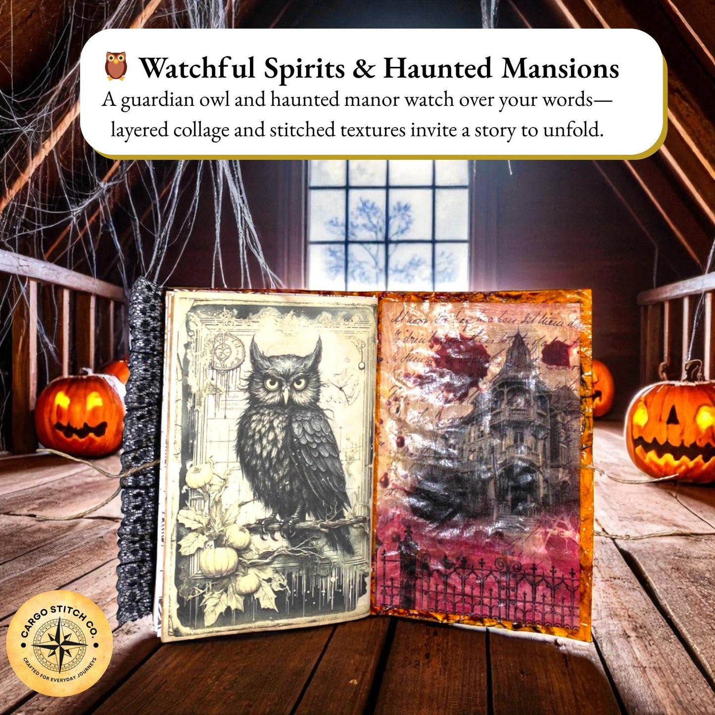 Blood Moon Manor – Gothic Grimoire Junk Journal, October Coven Series No. 6, Handmade Halloween Art Journal, Signed, OOAK Gift