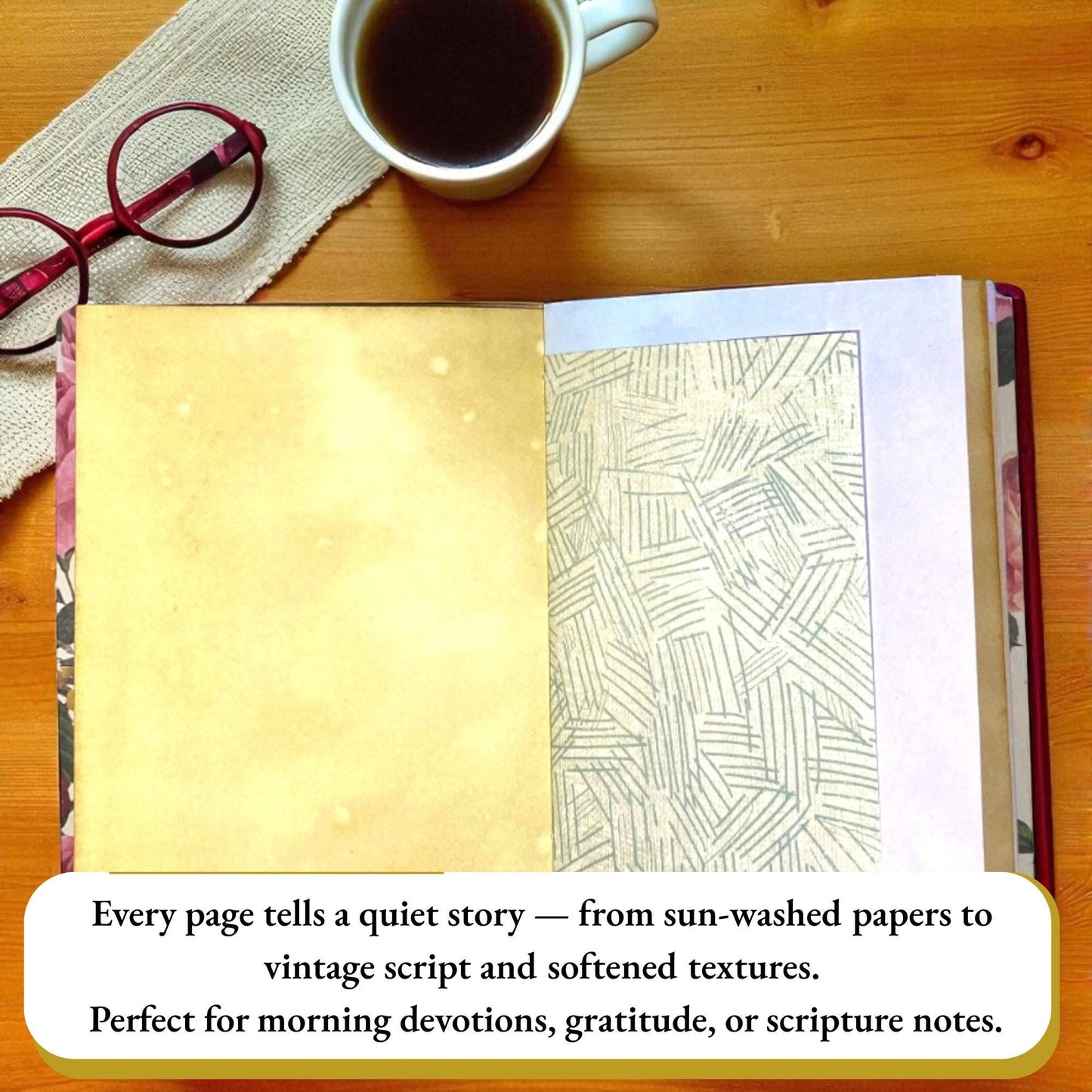 Be Still & Bloom – Faith Junk Journal with Psalm 46:10 | Handmade 5×7 Scripture Journal with Florals  Butterflies | Healing Threads