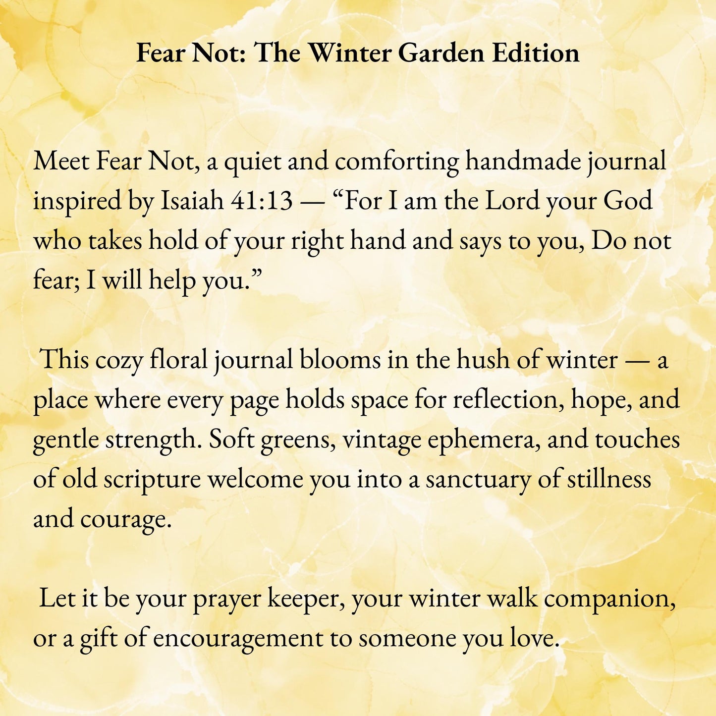 Fear Not Junk Journal – Handmade Faith Journal, Isaiah 41:13 Scripture Notebook, Christian Prayer Journal, Winter Garden Edition