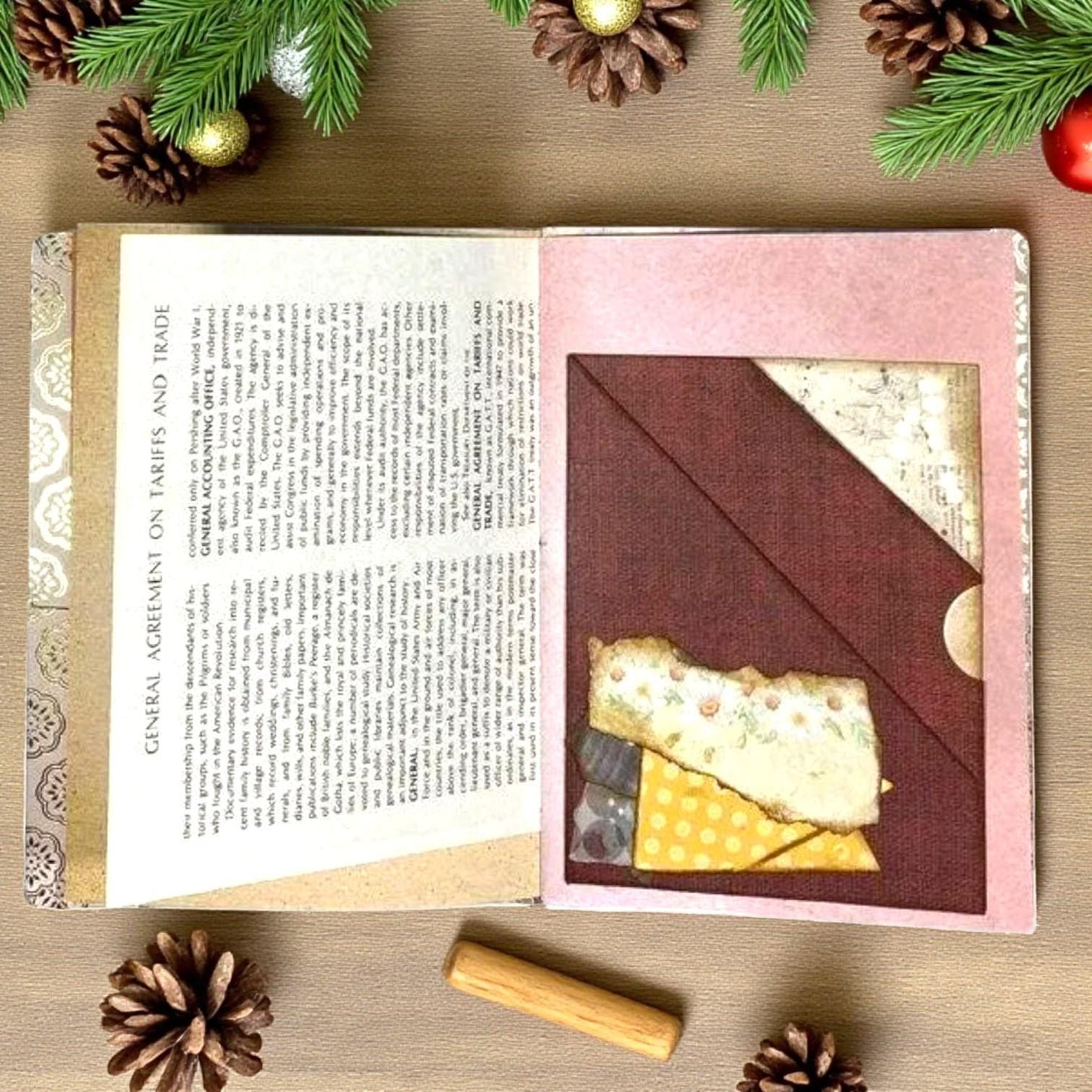 Sitting in the Rain – Grungy Floral Junk Journal | Handmade 5×7 Notebook with Pockets | Vintage-Inspired Art Journal for Reflection