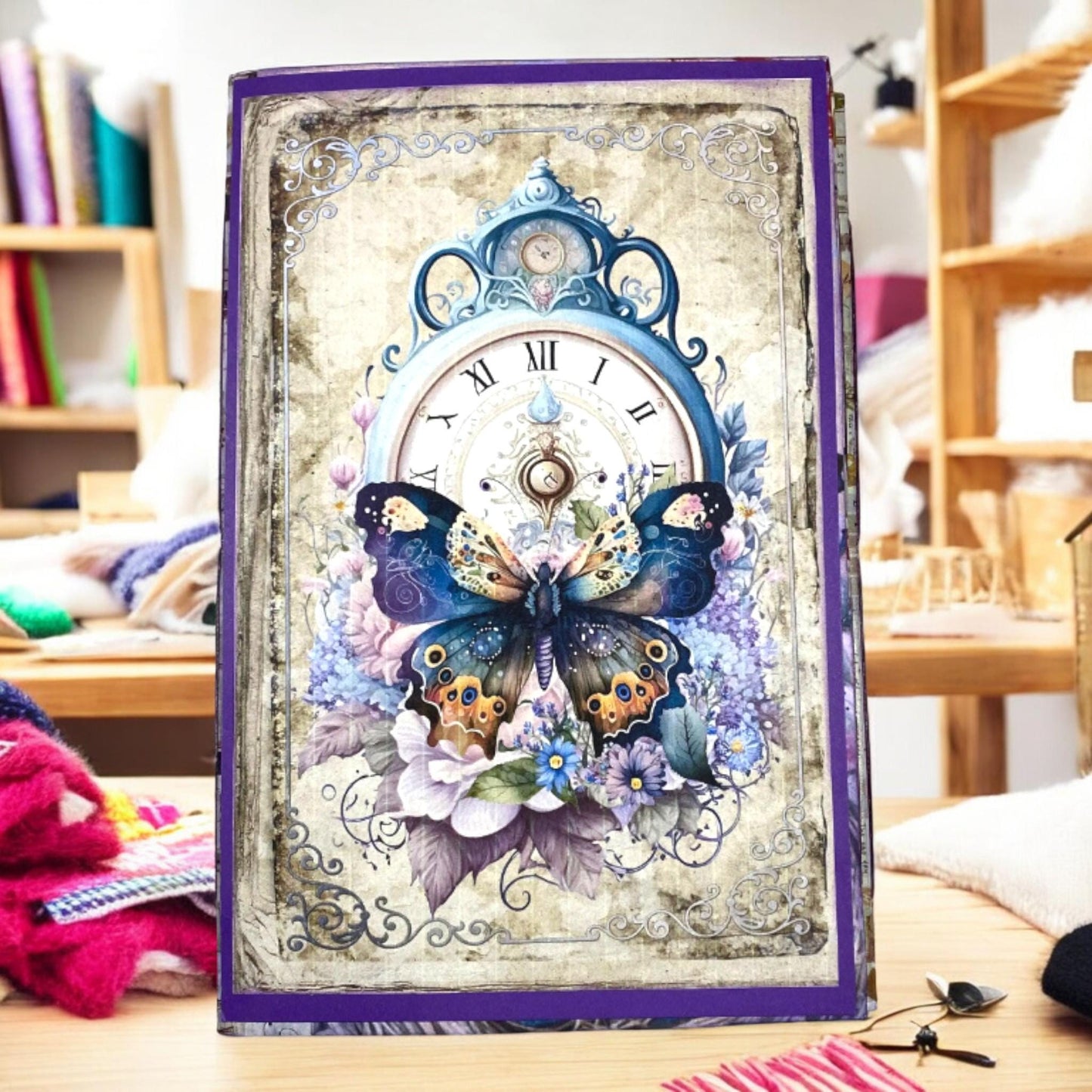 Feathers & Whispers – Owl And Butterfly Junk Journal | Handmade Flip-Flop Forest Journal B6 with Pockets  Ephemera