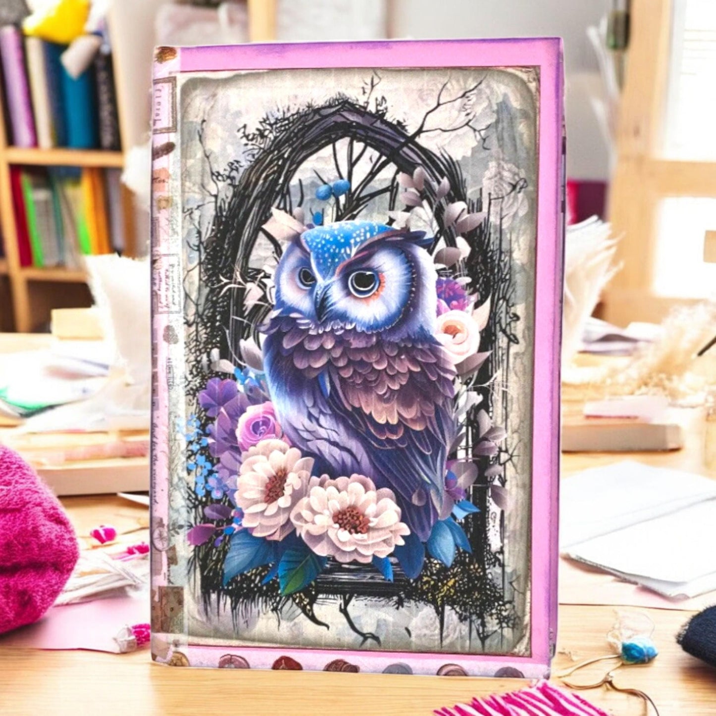 Feathers & Whispers – Owl And Butterfly Junk Journal | Handmade Flip-Flop Forest Journal B6 with Pockets  Ephemera