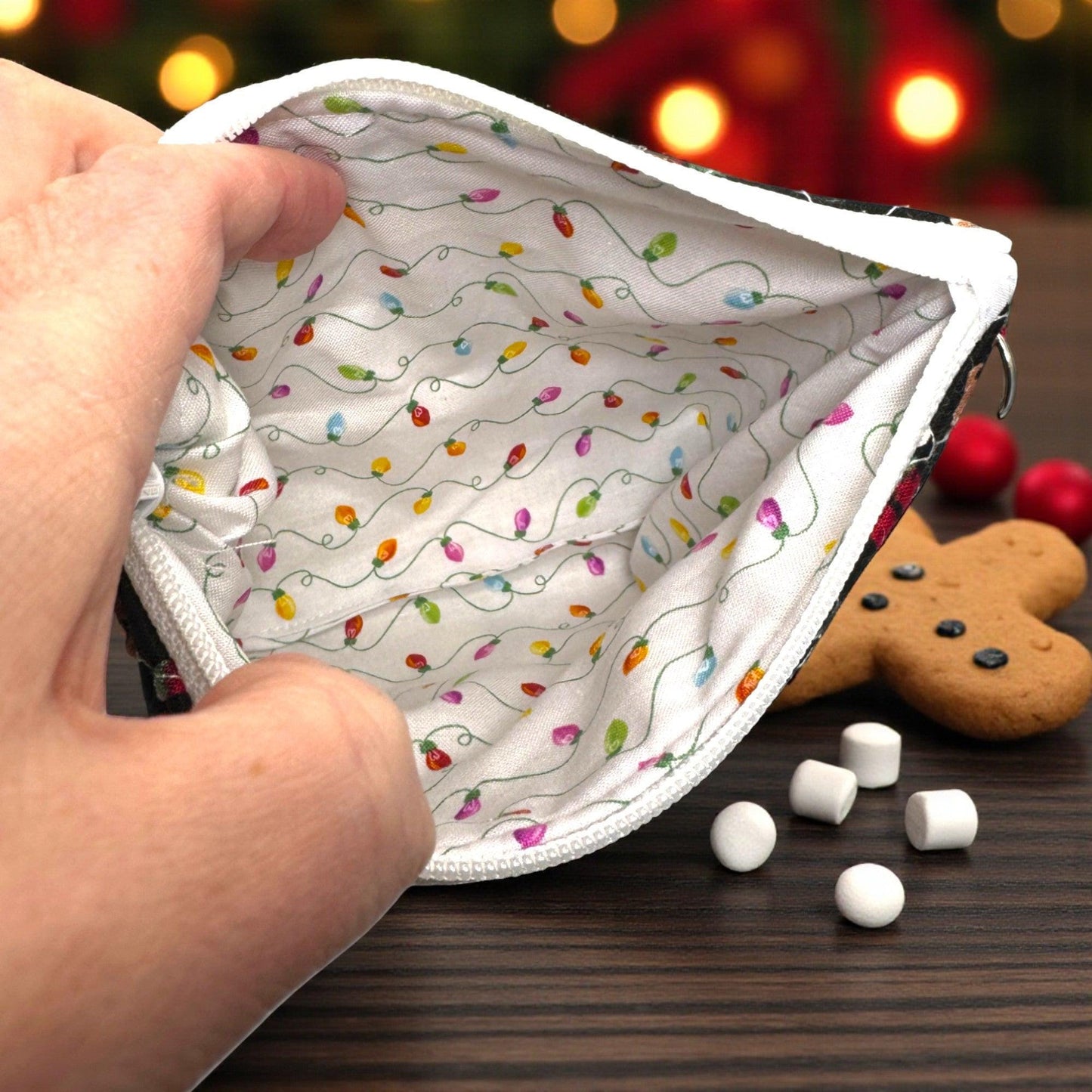 Medium Nutcracker Quilted Zipper Pouch 7x5x2 - Everyday Peppermint Lane | Makeup Bag | Holiday Gift