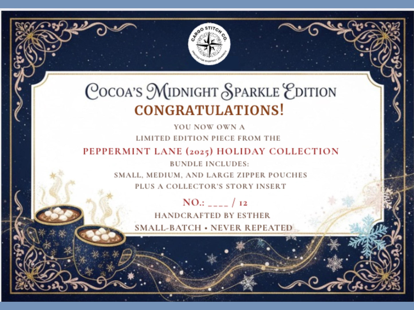 Cocoa’s Quiet Cup Quilted Pouch Bundle - Peppermint Lane 2025 | Final Edition Holiday Set | Gifts | Ornament Magic | Choose Your Size
